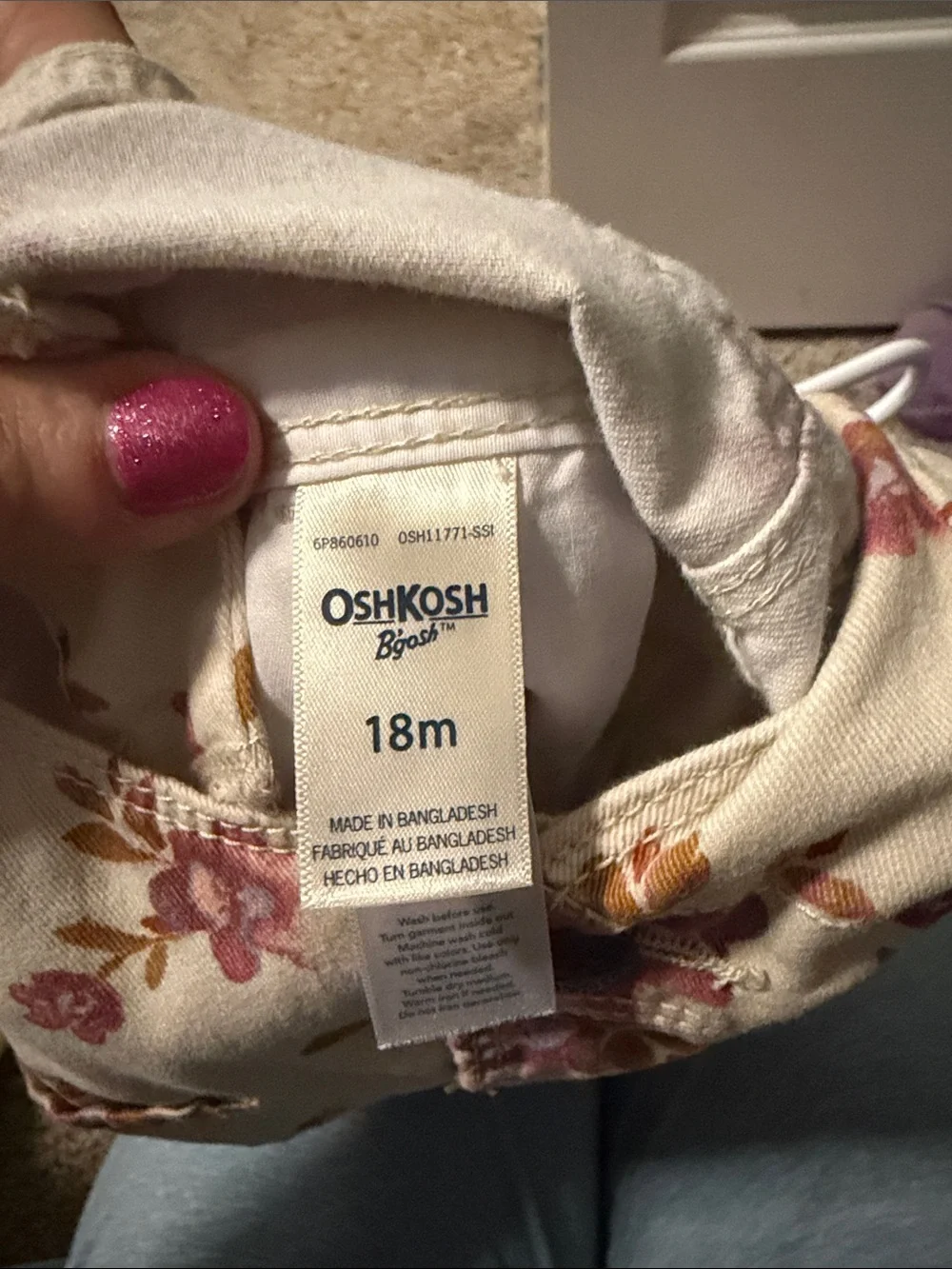 OshKosh B'gosh Cream Floral Overalls